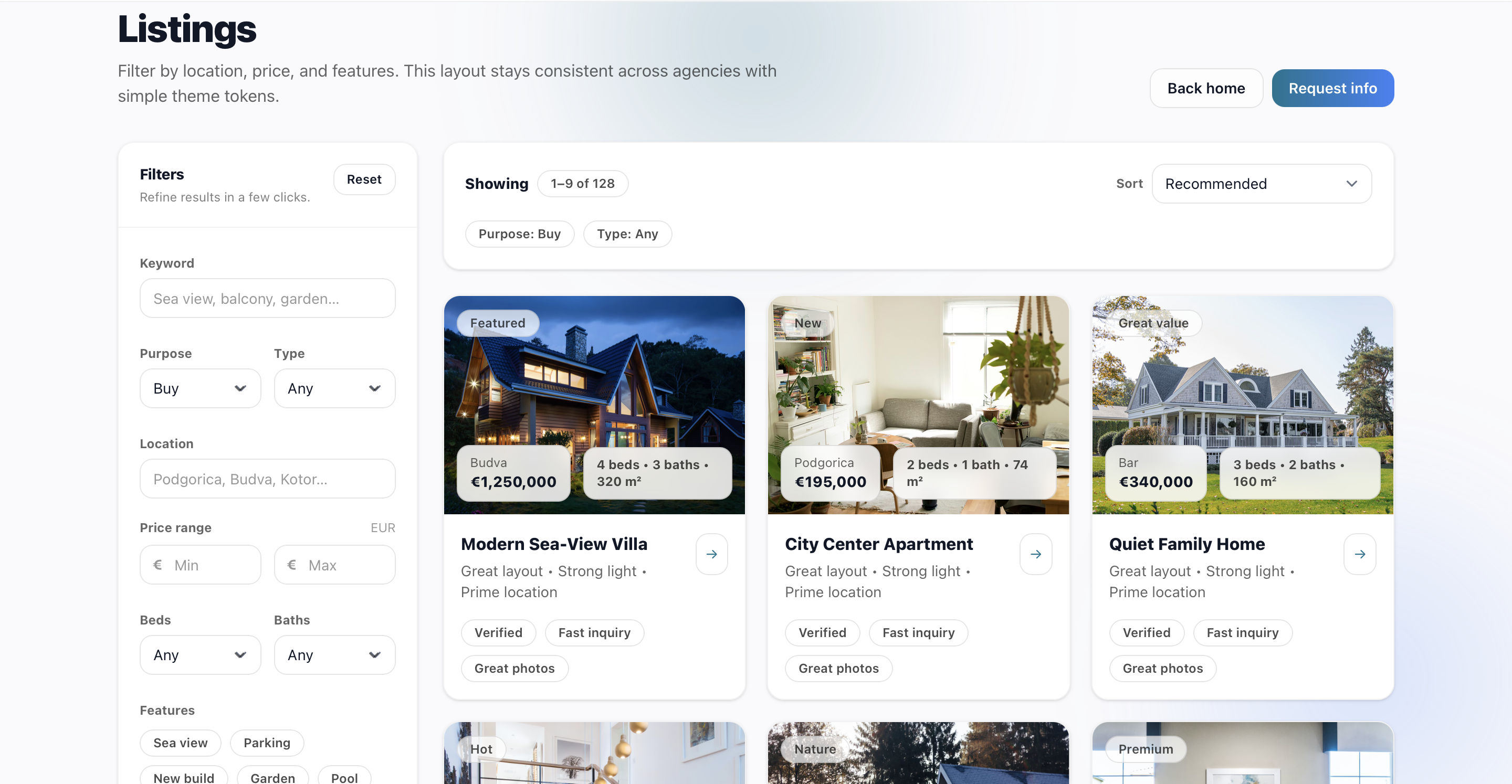 EstateKit public search and filters